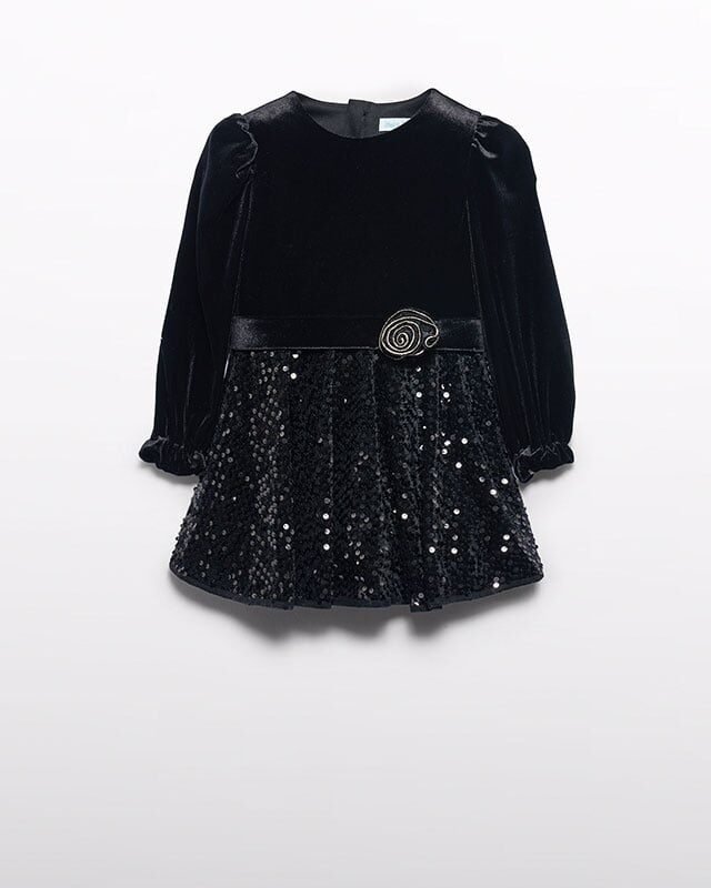 Abel & Lula Meisjes jurk velvet pailletten - Zwart Abel & Lula Meisjes jurk velvet pailletten - ZwartMateriaal