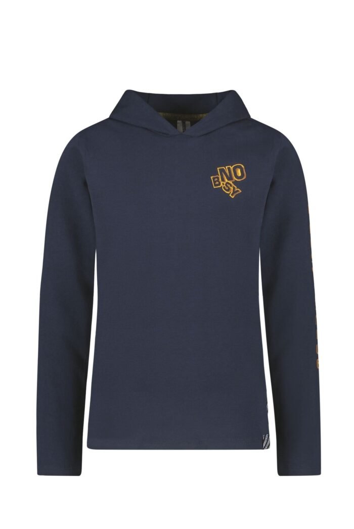 B.Nosy Jongens t-shirt met capuchon - Ted - Navy blauw B.Nosy Jongens t-shirt met capuchon - Ted - Navy blauwMateriaal 95% GOTS 5% EA