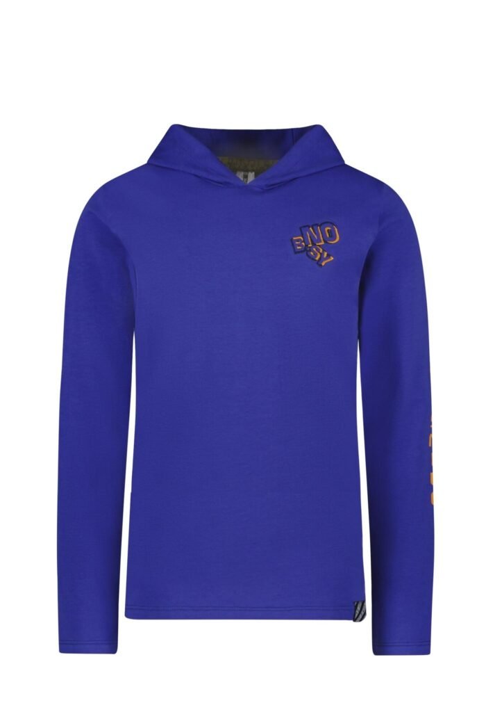 B.Nosy Jongens t-shirt met capuchon - Ted - Royal blauw B.Nosy Jongens t-shirt met capuchon - Ted - Royal blauwMateriaal 95% GOTS 5% EA