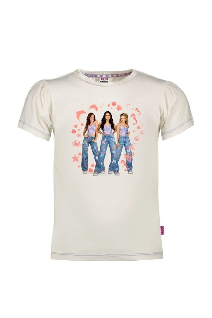B.Nosy K3 Meisjes t-shirt - Tara - Ecru B.Nosy K3 Meisjes t-shirt - Tara - EcruMateriaal 5% organic cotton