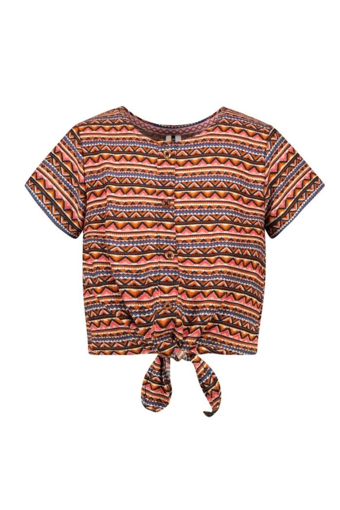 B.Nosy Meisjes blouse met knoop - Bibi - Blush aztec AOP B.Nosy Meisjes blouse met knoop - Bibi - Blush aztec AOPMateriaal
