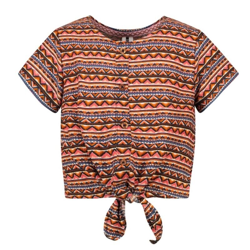B.Nosy Meisjes blouse met knoop - Bibi - Blush aztec AOP B.Nosy Meisjes blouse met knoop - Bibi - Blush aztec AOPMateriaal