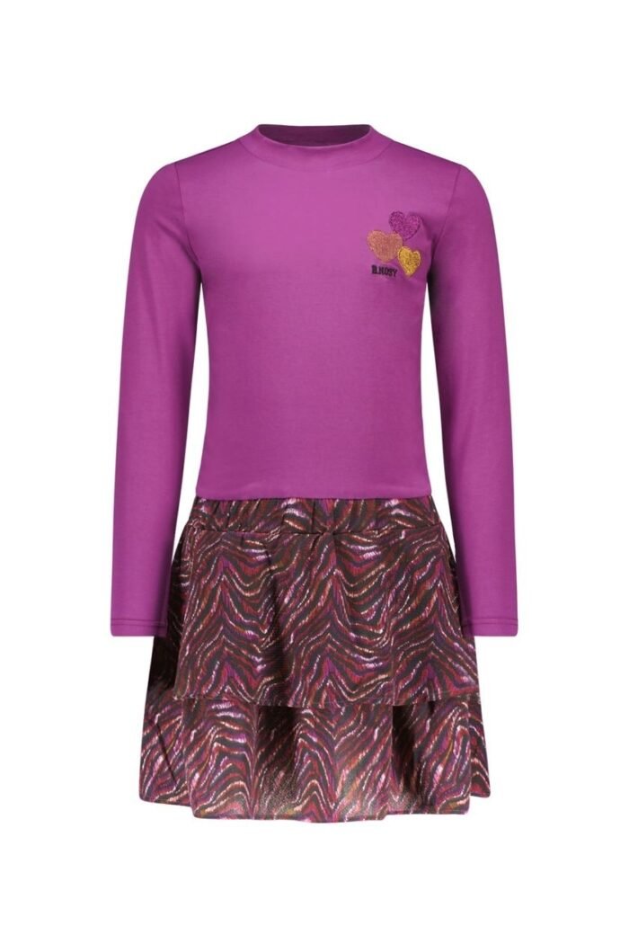 B.Nosy Meisjes jurk - Dante - Electric paars B.Nosy Meisjes jurk - Dante - Electric paarsMateriaal 95% CO