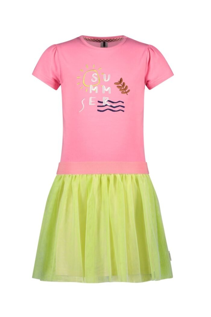 B.Nosy Meisjes jurk - Gabby - Sugar roze B.Nosy Meisjes jurk - Gabby - Sugar rozeMateriaal