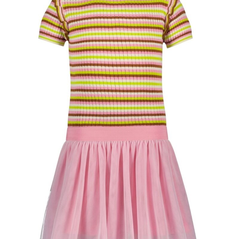 B.Nosy Meisjes jurk - Gilenne - Glossy streep B.Nosy Meisjes jurk - Gilenne - Glossy streepMateriaal