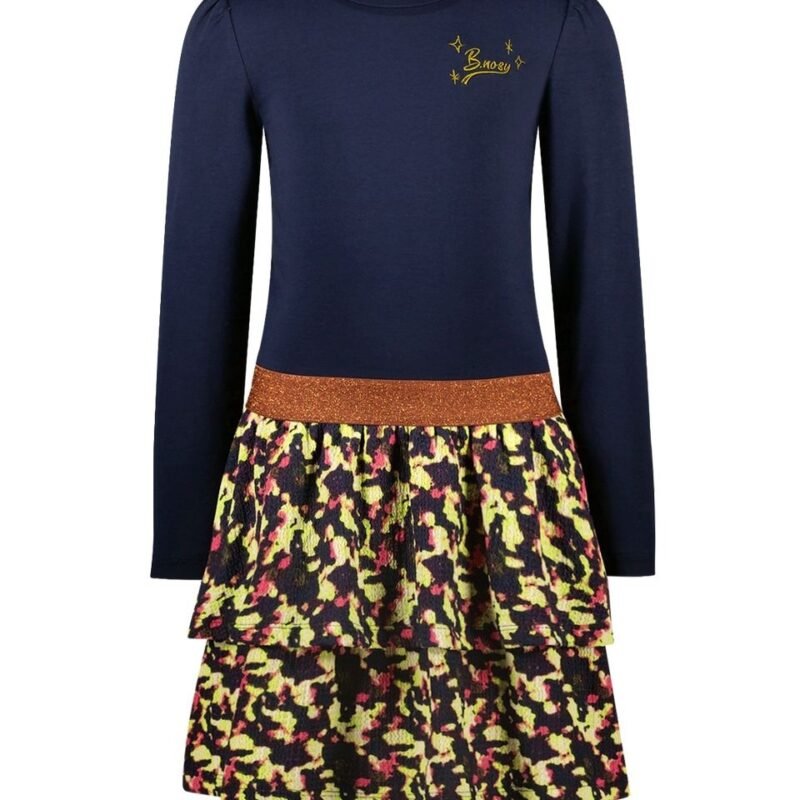 B.Nosy Meisjes jurk luipaard - Daphne - Navy blauw B.Nosy Meisjes jurk luipaard - Daphne - Navy blauwMateriaal 95% CO