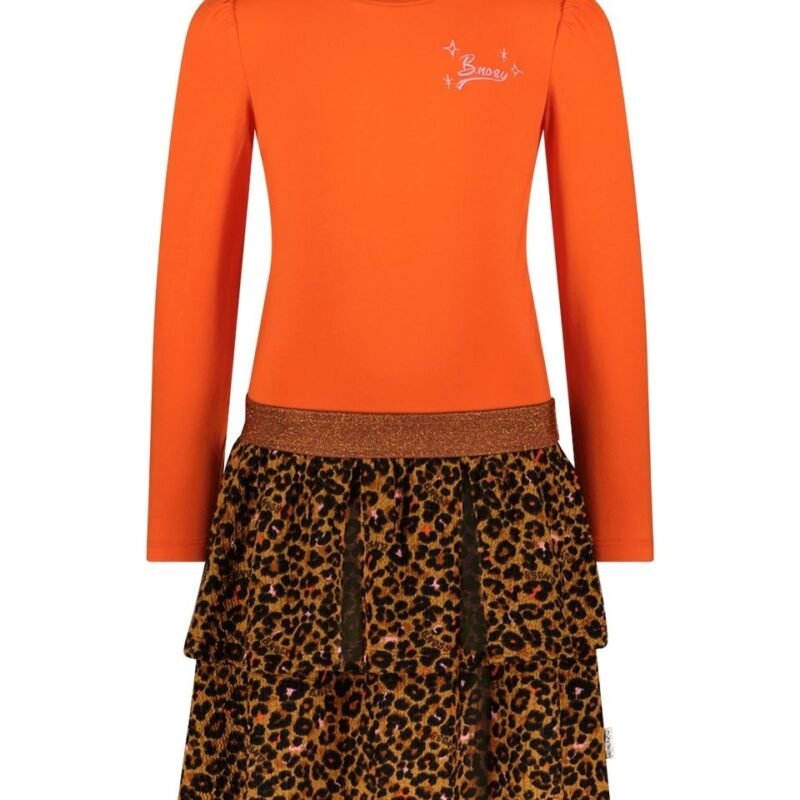 B.Nosy Meisjes jurk luipaard - Daphne - Orange glo B.Nosy Meisjes jurk luipaard - Daphne - Orange gloMateriaal 95% CO