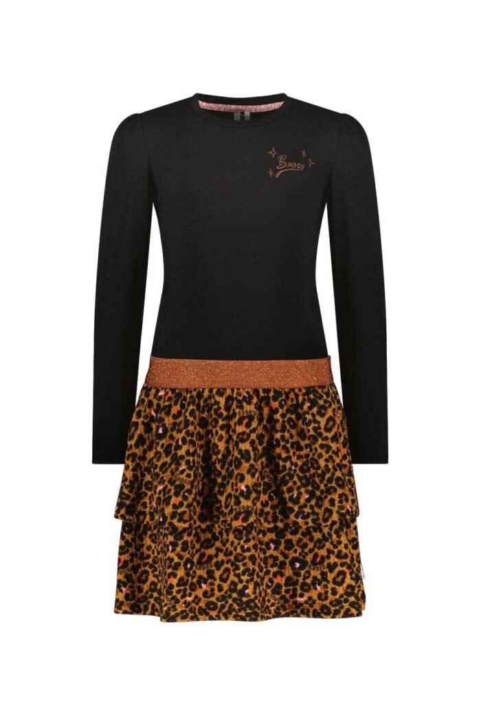 B.Nosy Meisjes jurk luipaard - Daphne - Zwart B.Nosy Meisjes jurk luipaard - Daphne - ZwartMateriaal 95% CO