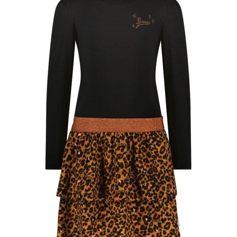 B.Nosy Meisjes jurk luipaard - Daphne - Zwart B.Nosy Meisjes jurk luipaard - Daphne - ZwartMateriaal 95% CO