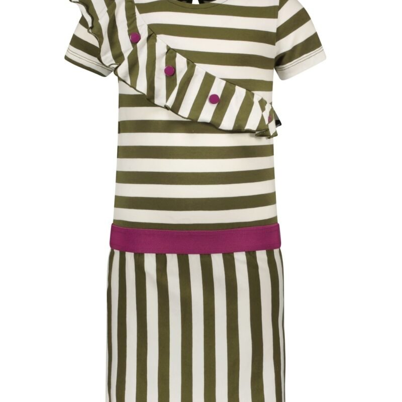 B.Nosy Meisjes jurk ruffel - Dazz streep B.Nosy Meisjes jurk ruffel - Dazz streep95% CO 5% EA