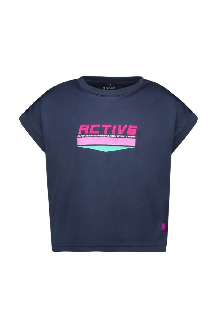 B.Nosy Meisjes t-shirt Active - Alise - Navy blauw B.Nosy Meisjes t-shirt Active - Alise - Navy blauwMateriaal 92%RPE