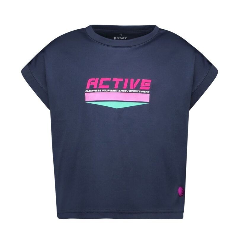 B.Nosy Meisjes t-shirt Active - Alise - Navy blauw B.Nosy Meisjes t-shirt Active - Alise - Navy blauwMateriaal 92%RPE