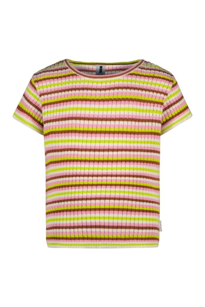 B.Nosy Meisjes t-shirt - Gaby - Glossy streep B.Nosy Meisjes t-shirt - Gaby - Glossy streepMateriaal 100%CO