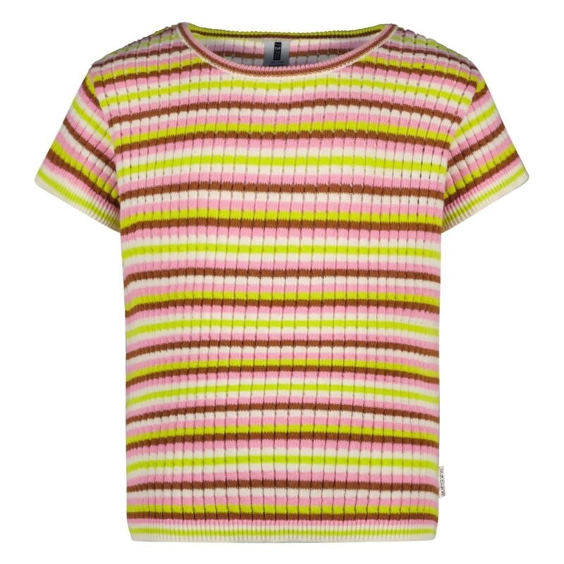 B.Nosy Meisjes t-shirt - Gaby - Glossy streep B.Nosy Meisjes t-shirt - Gaby - Glossy streepMateriaal 100%CO