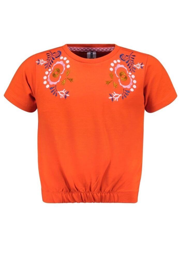 B.Nosy Meisjes t-shirt - Sara - Orange glo B.Nosy Meisjes t-shirt - Sara - Orange gloMateriaal
