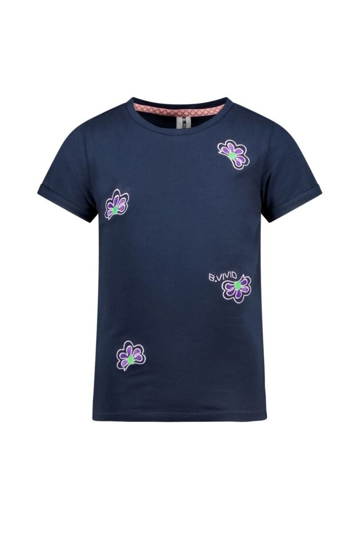 B.Nosy Meisjes t-shirt - Vivianne - Navy blauw B.Nosy Meisjes t-shirt - Vivianne - Navy blauwMateriaal