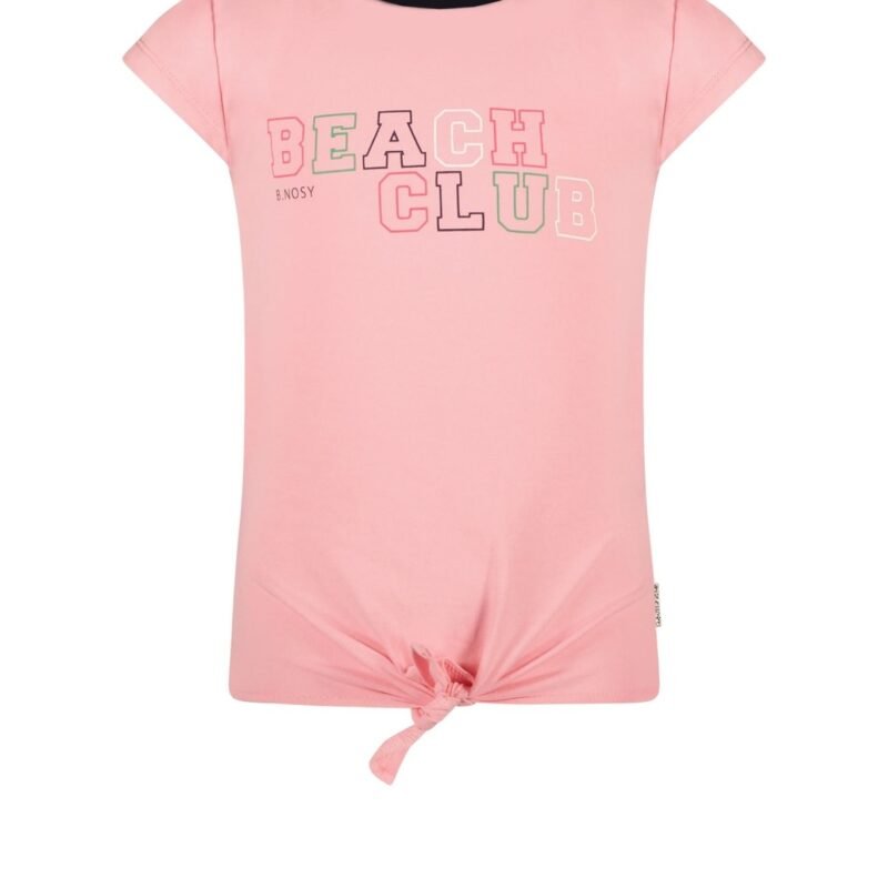 B.Nosy Meisjes t-shirt met knoop - Punch roze B.Nosy Meisjes t-shirt met knoop - Punch rozeJersey 95% cotton