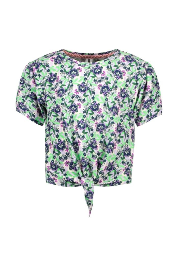 B.Nosy Meisjes t-shirt met knoop - Veerle - Vivid AOP B.Nosy Meisjes t-shirt met knoop - Veerle - Vivid AOPMateriaal