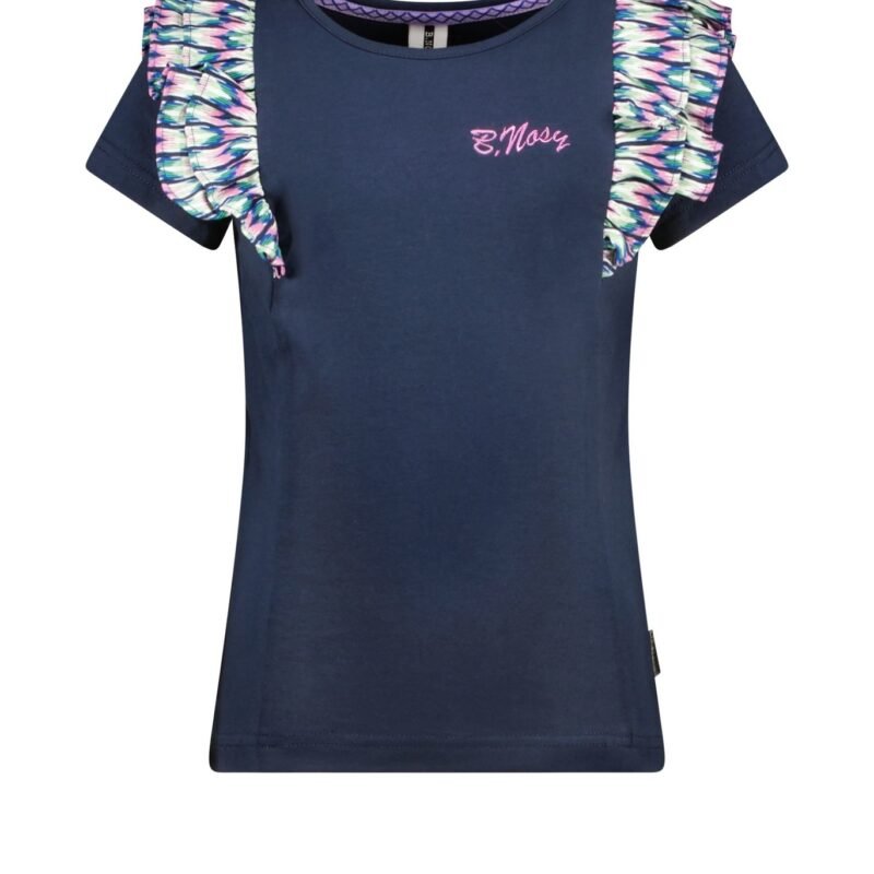 B.Nosy Meisjes t-shirt ruffel - Navy blauw B.Nosy Meisjes t-shirt ruffel - Navy blauw95% CO 5% EA