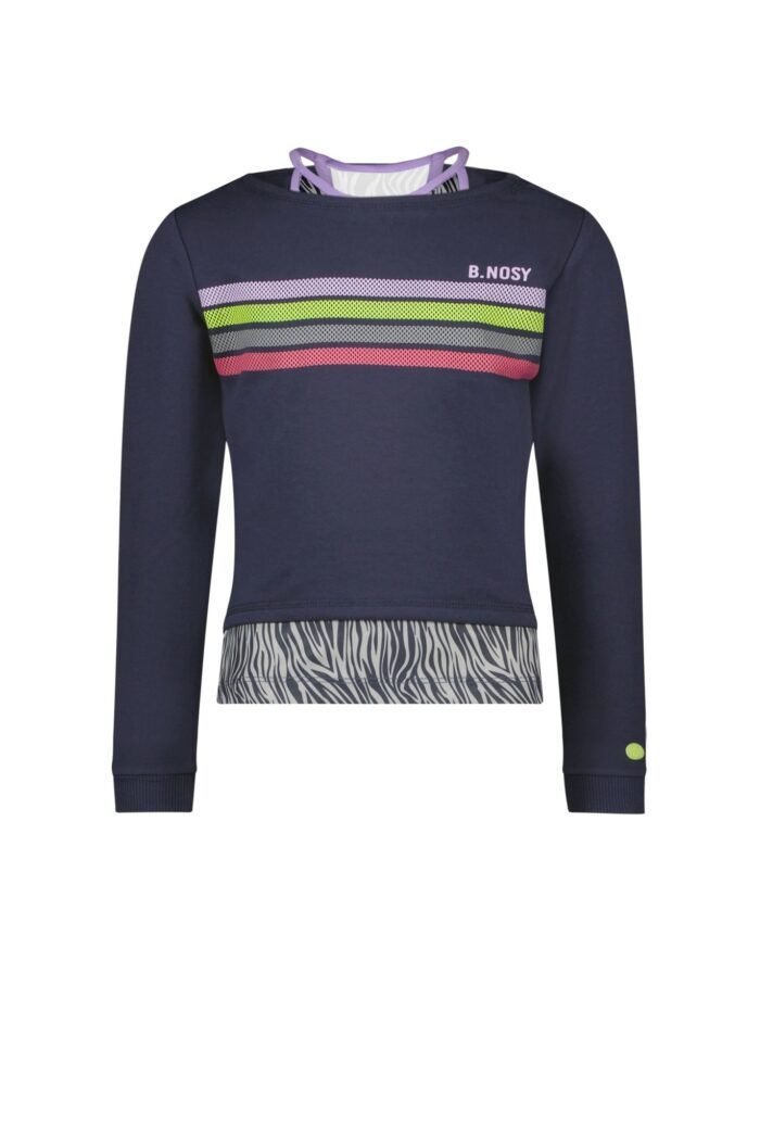 B.Nosy Meisjes tanktop met sweater 2-piece - Navy blauw B.Nosy Meisjes tanktop met sweater 2-piece - Navy blauwFrench terry 95% cotton 5% ea