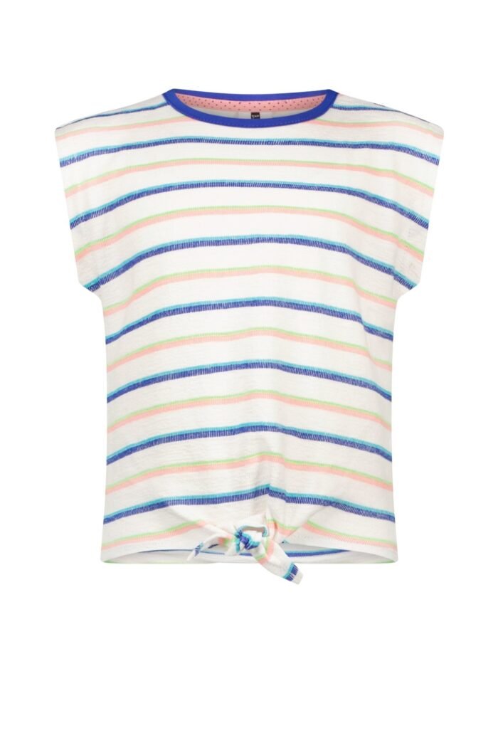 B.Nosy Meisjes top met knoop - Art streep B.Nosy Meisjes top met knoop - Art streepFluo YDS fabric as original swatch