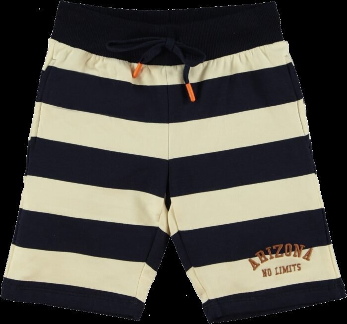 B'Chill Jongens korte joggingbroek - Sergio - Blauw/ Ecru Sergio - Maat 98 - B'Chill - Jongens korte joggingbroek - Sergio - Blauw/ Ecru