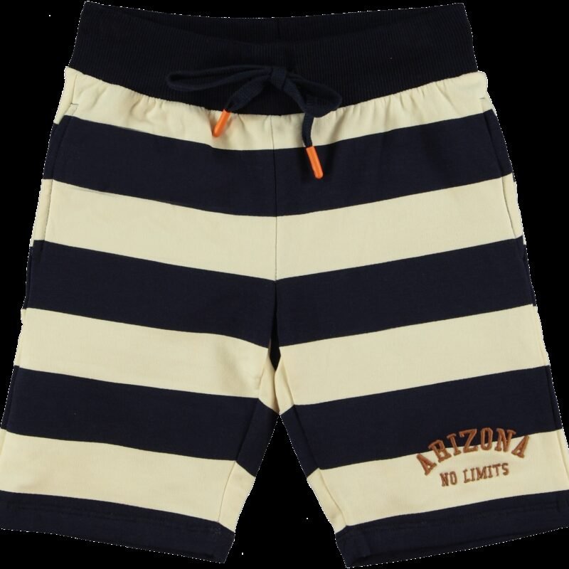 B'Chill Jongens korte joggingbroek - Sergio - Blauw/ Ecru Sergio - Maat 98 - B'Chill - Jongens korte joggingbroek - Sergio - Blauw/ Ecru