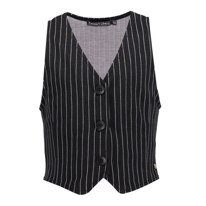 Frankie & Liberty Meisjes Vest - Lisa - Zwart / wit gestreept Frankie & Liberty Meisjes Vest - Lisa - Zwart / wit gestreeptMateriaal