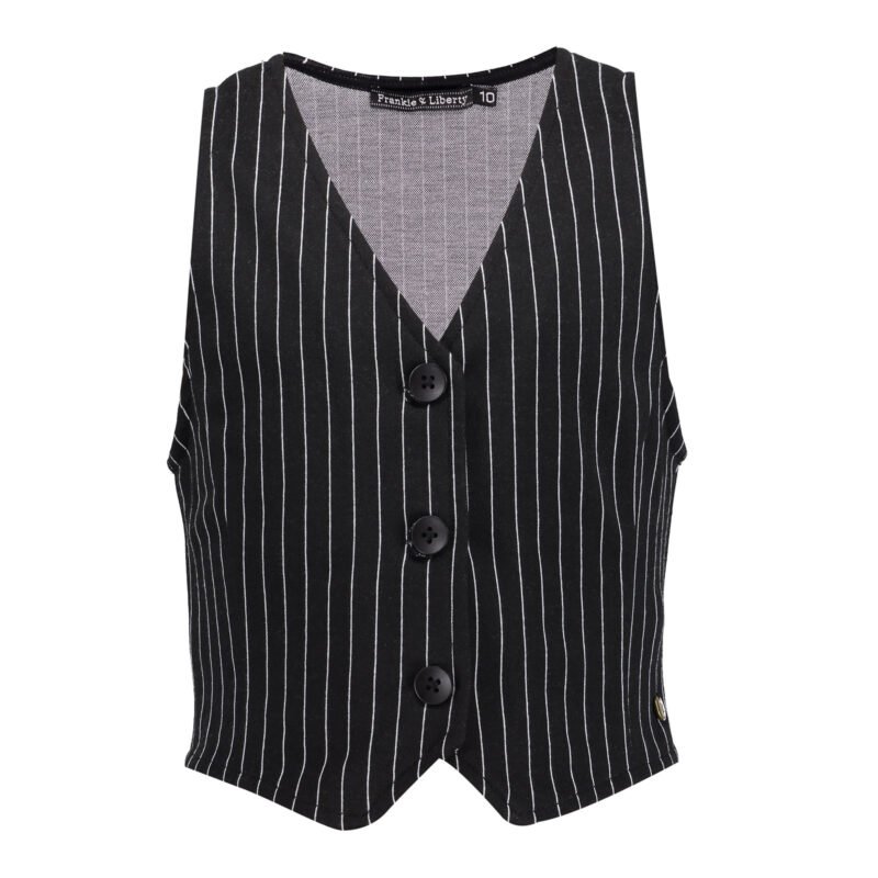 Frankie & Liberty Meisjes Vest - Lisa - Zwart / wit gestreept Frankie & Liberty Meisjes Vest - Lisa - Zwart / wit gestreeptMateriaal