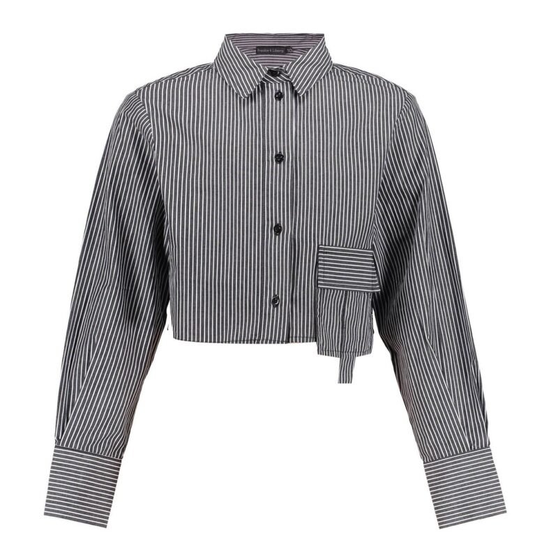 Frankie & Liberty Meisjes blouse - Pixie - Stripes Black White Frankie & Liberty Meisjes blouse - Pixie - Stripes Black WhiteMateriaal
