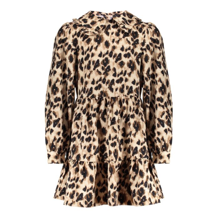 Frankie & Liberty Meisjes jurk - Fay - Zwart bruin luipaard print Frankie & Liberty Meisjes jurk - Fay - Zwart bruin luipaard print