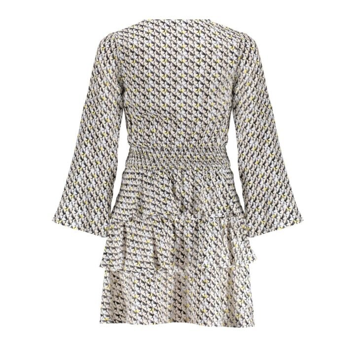 Frankie & Liberty Meisjes jurk - May - Krijt wit / Dusty zand/ Zwart / Honing geel print Frankie & Liberty Meisjes jurk - May - Krijt wit / Dusty zand/ Zwart / Honing geel printMateriaal 100% VISCOSE