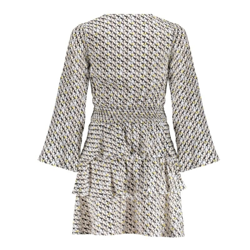 Frankie & Liberty Meisjes jurk - May - Krijt wit / Dusty zand/ Zwart / Honing geel print Frankie & Liberty Meisjes jurk - May - Krijt wit / Dusty zand/ Zwart / Honing geel printMateriaal 100% VISCOSE
