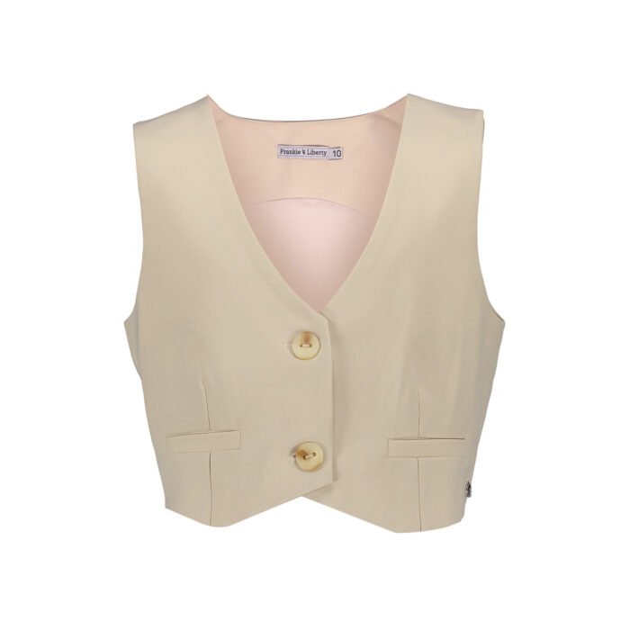 Frankie & Liberty Meisjes vest - Hailey - Zacht zand Frankie & Liberty Meisjes vest - Hailey - Zacht zand97% Polyester 3% Spandex lining: 100% Viscose