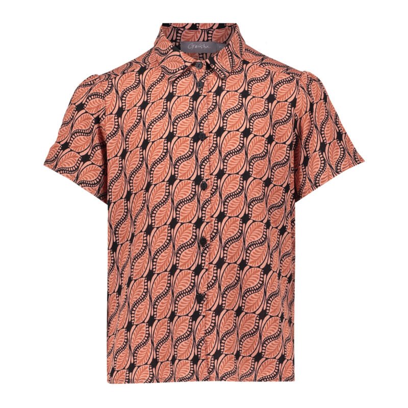 Geisha Meisjes blouse AOP - licht terra/zwart Geisha Meisjes blouse AOP - licht terra/zwart100% viscose