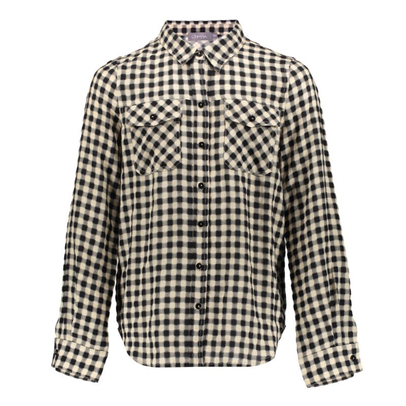 Geisha Meisjes blouse - Geruit - Zwart / Zand Geisha Meisjes blouse - Geruit - Zwart / Zand 50% viscose/ 50% polyester