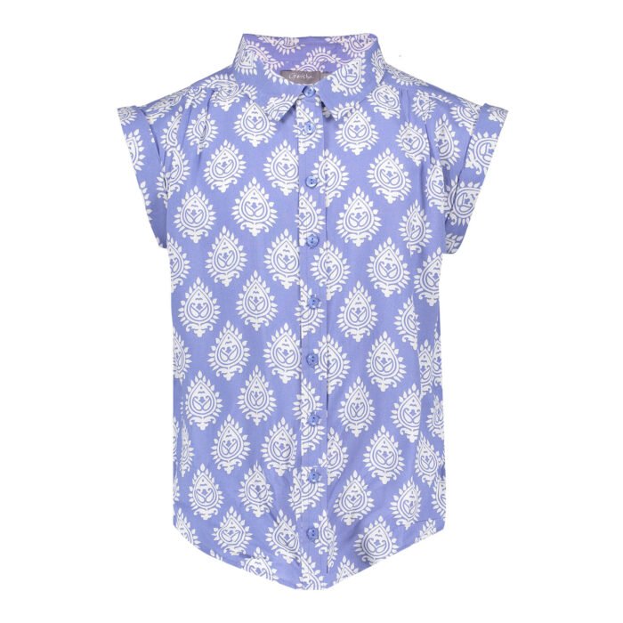 Geisha Meisjes blouse print - blauw/off wit Geisha Meisjes blouse print - blauw/off wit