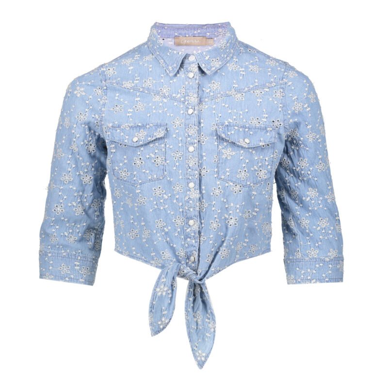 Geisha Meisjes jeans blouse broderie - blauw Geisha Meisjes jeans blouse broderie - blauw100% cotton