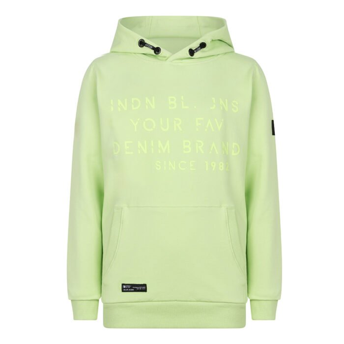 Indian Blue Jeans Jongens hoodie denim brand - Pistache groen Indian Blue Jeans Jongens hoodie denim brand - Pistache groenMateriaal 78% Cotton/19% Polyester/3% Elastane