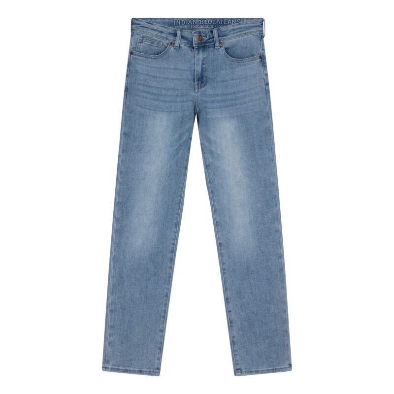 Indian Blue Jeans Jongens jeans broek wide straight fit - Licht blauw denim Indian Blue Jeans Jongens jeans broek wide straight fit - Licht blauw denimMateriaal 75% Cotton/ 23% Polyester/ 2% Elastane