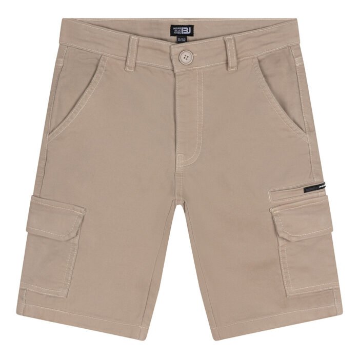 Indian Blue Jeans Jongens short cargo - Stone zand Indian Blue Jeans Jongens short cargo - Stone zandMateriaal 83% Cotton/16% Polyester/1% Elastane