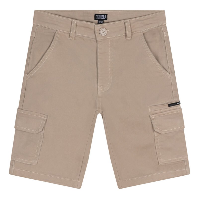 Indian Blue Jeans Jongens short cargo - Stone zand Indian Blue Jeans Jongens short cargo - Stone zandMateriaal 83% Cotton/16% Polyester/1% Elastane