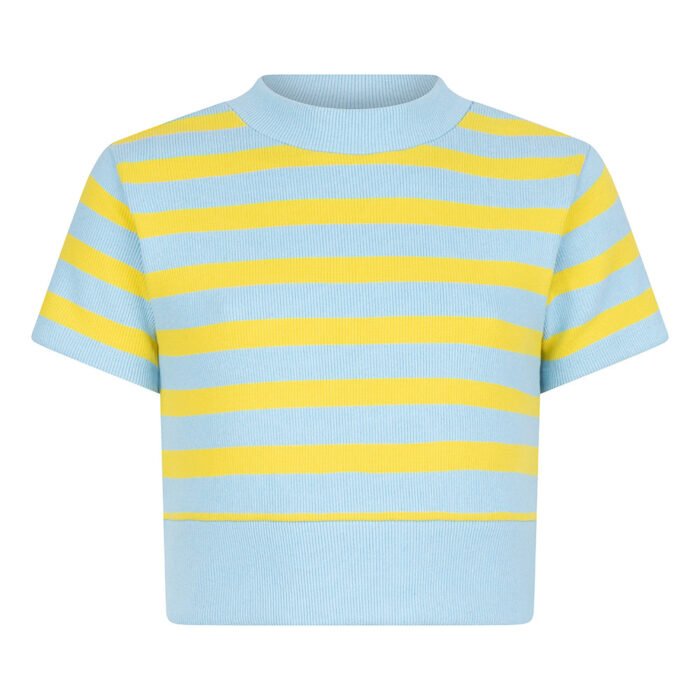 Indian Blue Jeans Meisjes crop top gestreept - Licht blauw Indian Blue Jeans Meisjes crop top gestreept - Licht blauwMateriaal 95% Cotton/5% Elastane