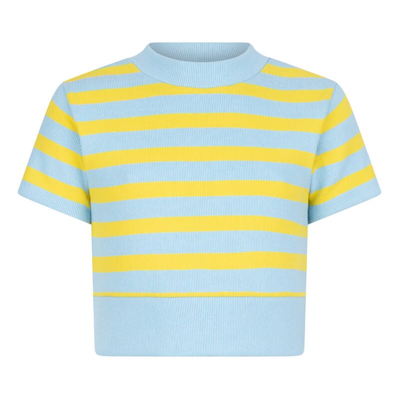 Indian Blue Jeans Meisjes crop top gestreept - Licht blauw Indian Blue Jeans Meisjes crop top gestreept - Licht blauwMateriaal 95% Cotton/5% Elastane