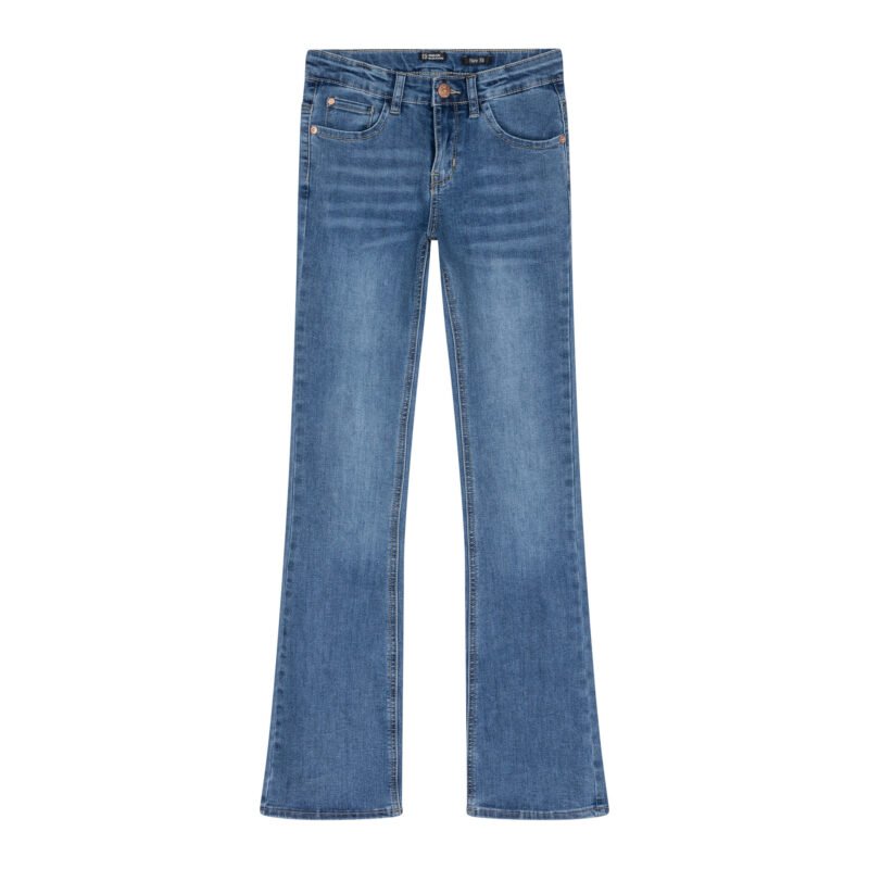 Indian Blue Jeans Meisjes flair broek - Medium blauw denim Indian Blue Jeans Meisjes flair broek - Medium blauw denimMateriaal 70% Cotton/ 29% Polyester/ 1% Elastane