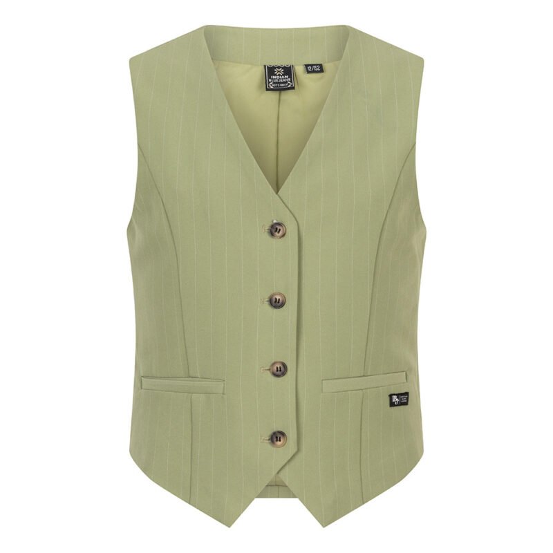 Indian Blue Jeans Meisjes gilet krijtstreep - Licht pastel groen Indian Blue Jeans Meisjes gilet krijtstreep - Licht pastel groenMateriaal 54% Viscose/40% Polyester/6% Elastane