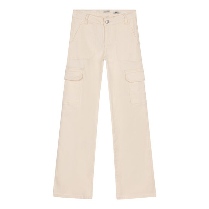 Indian Blue Jeans Meisjes jeans broek Cargo wide fit - Lily wit Indian Blue Jeans Meisjes jeans broek Cargo wide fit - Lily witMateriaal 87% Cotton/11% Polyester/2% Elastane