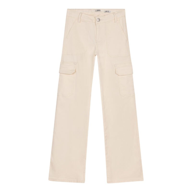 Indian Blue Jeans Meisjes jeans broek Cargo wide fit - Lily wit Indian Blue Jeans Meisjes jeans broek Cargo wide fit - Lily witMateriaal 87% Cotton/11% Polyester/2% Elastane
