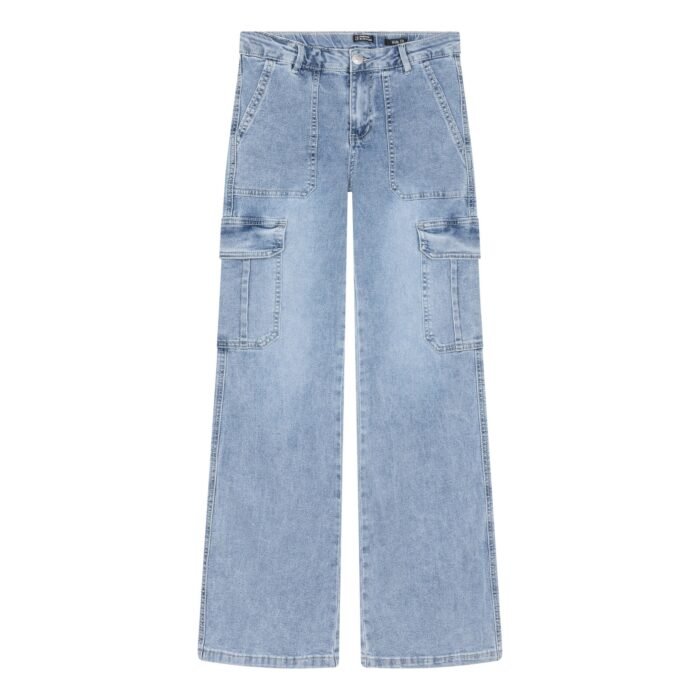 Indian Blue Jeans Meisjes jeans broek cargo wide fit - Licht blauw denim Indian Blue Jeans Meisjes jeans broek cargo wide fit - Licht blauw denimMateriaal 75% Cotton/ 23% Polyester/ 2% Elastane