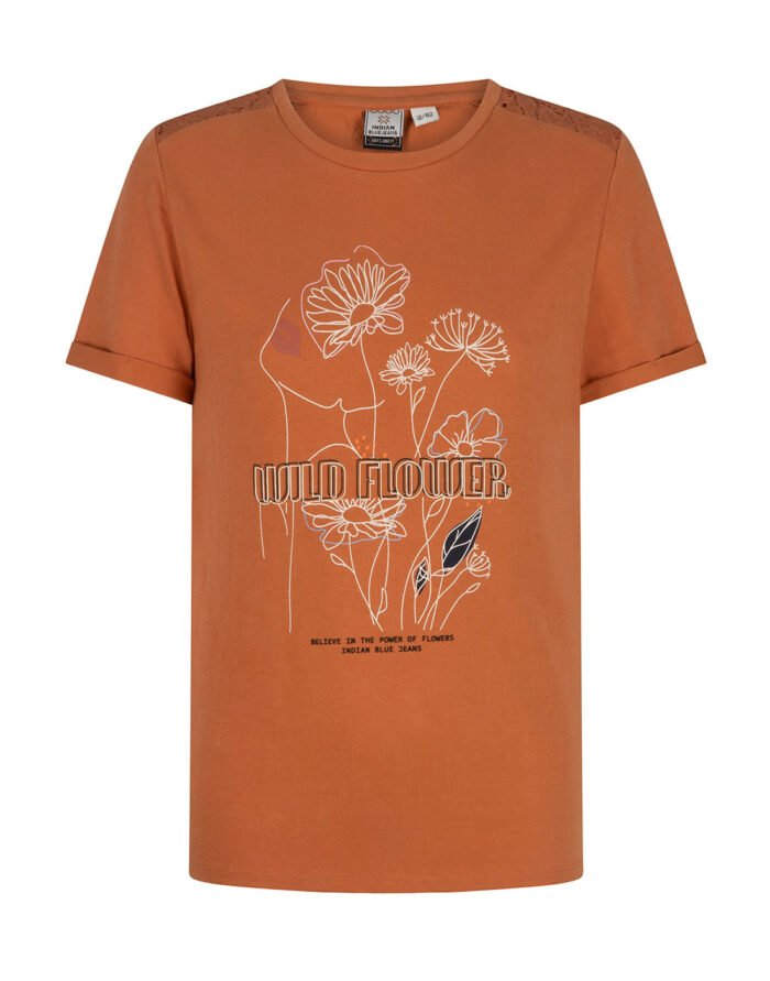 Indian Blue Jeans Meisjes t-shirt bloemen - Amber bruin Indian Blue Jeans Meisjes t-shirt bloemen - Amber bruin95% Cotton/5% Elastane
